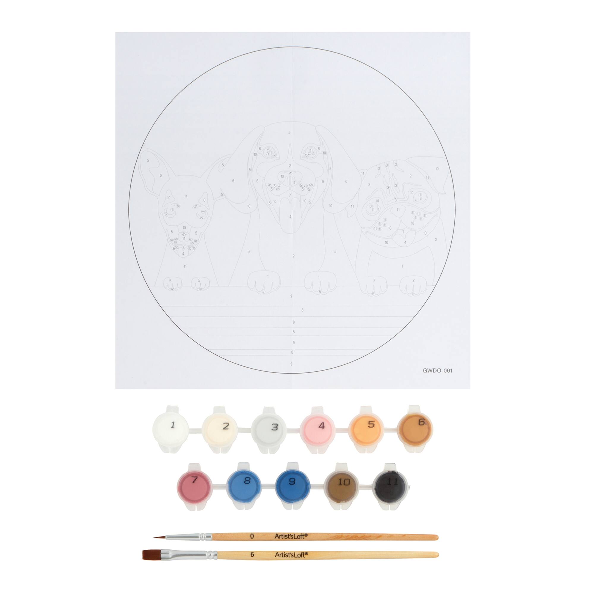 Dogs Paint-by-Number Round Plywood Surface Kit by Artist's Loft®